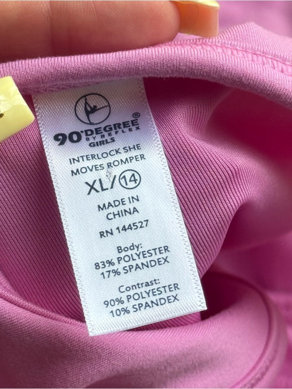 90 Degree By Reflex Pink Girls' Interlock She Moves Romper - Picture 6 of 6
